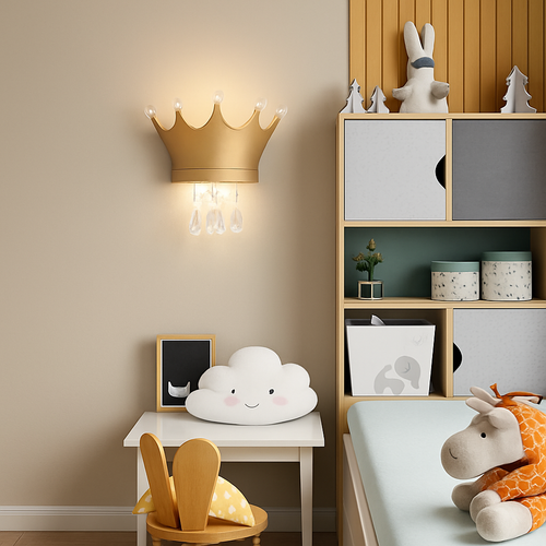 applique murale couronne créative en résine et cristal pour enfants - vue 6 sur 12