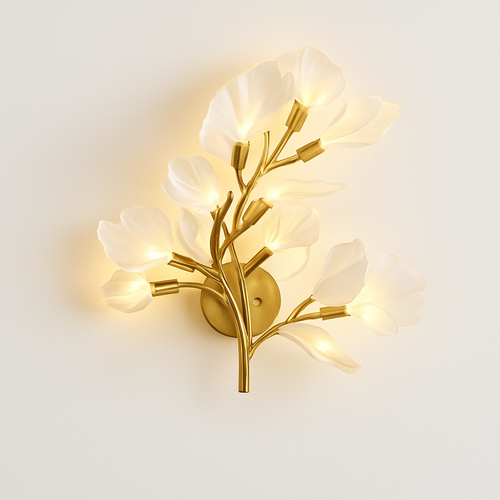 applique murale créative luxe feuille de ginkgo luminaire décoratif intérieur - vue 2 sur 9