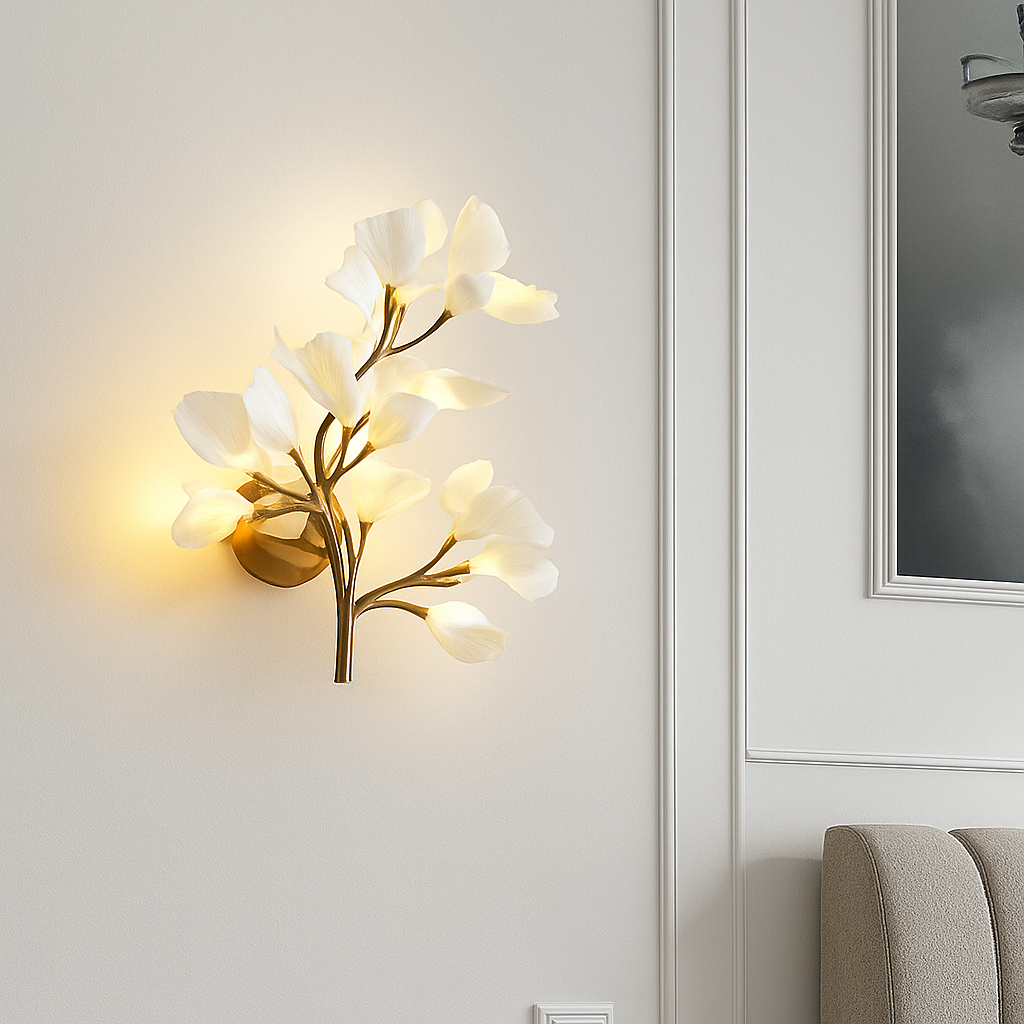applique murale créative luxe feuille de ginkgo luminaire décoratif intérieur - vue 6 sur 9