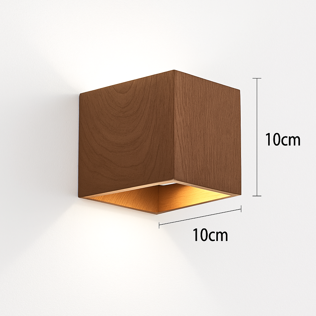 applique murale cube led bois et métal - vue 8 sur 10
