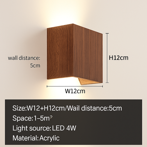 applique murale cube led bois et métal - vue 10 sur 10
