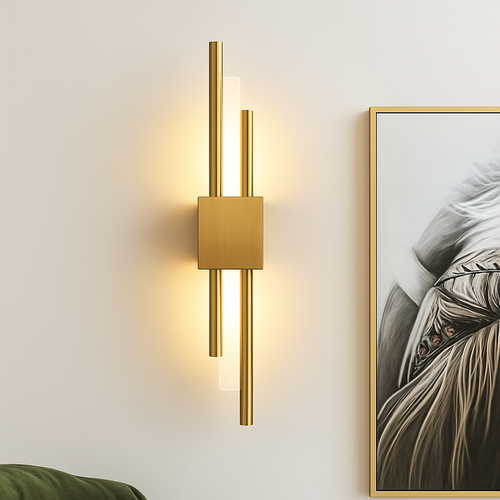 Applique murale design LED avec barre en métal doré Xeres - vue 3 sur 6