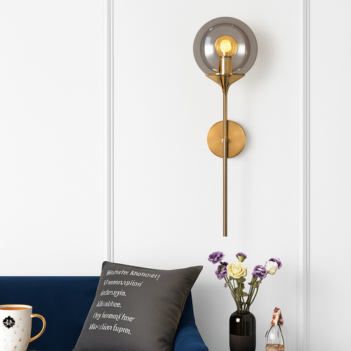 Applique murale design à LED avec bras doré et boule en verre - vue 3 sur 7