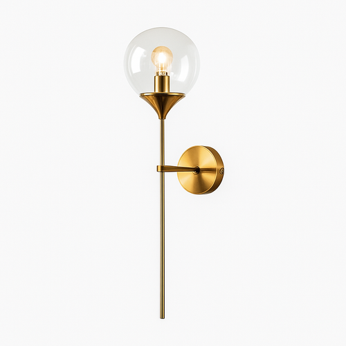 Applique murale design à LED avec bras doré et boule en verre - vue 6 sur 7