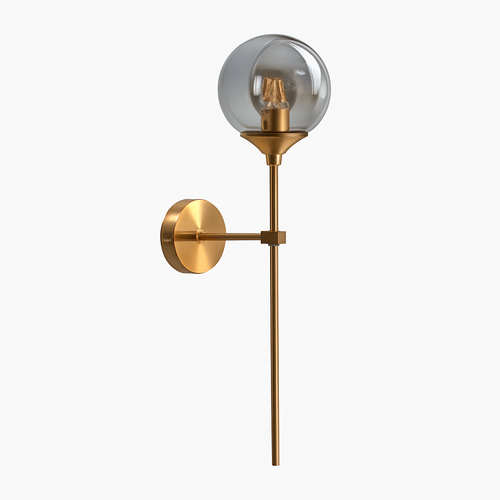 Applique murale design à LED avec bras doré et boule en verre - vue 7 sur 7