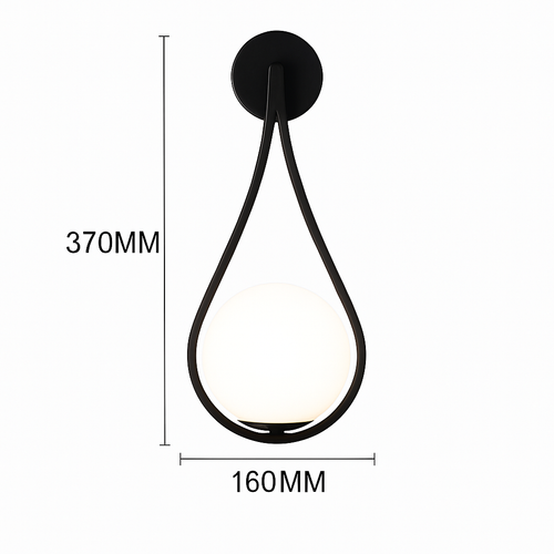 Applique murale design à LED dorée avec boule en verre blanc Shadow - vue 8 sur 8