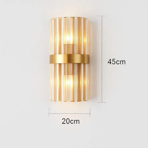 Applique murale design à LED dorée avec verre cristal en cascade Luxury - vue 7 sur 7