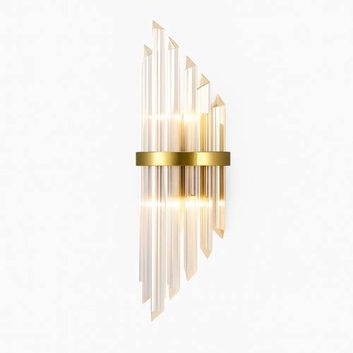 Applique murale design à LED dorée avec verre cristal en cascade Luxury - vue 2 sur 7
