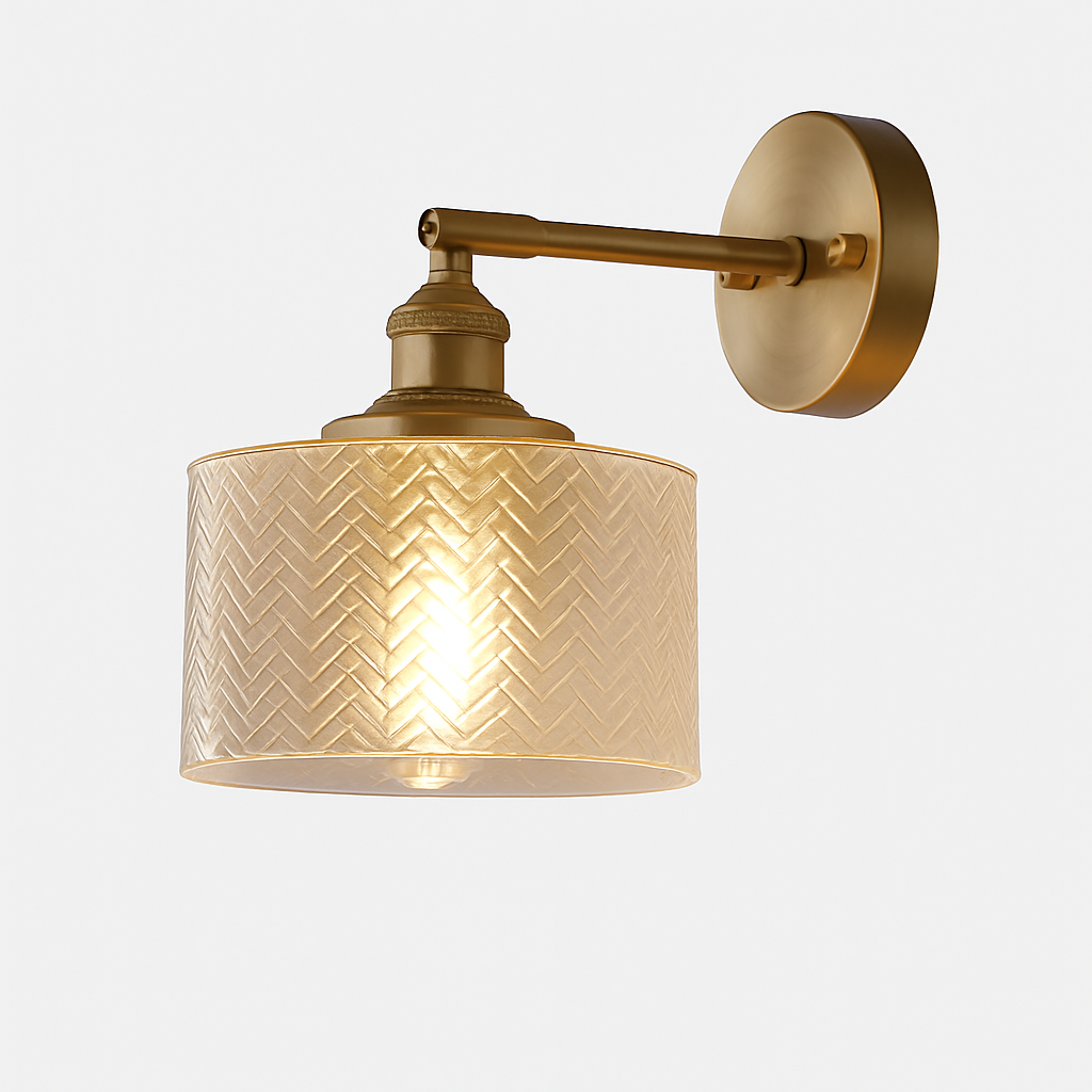 Applique murale design à LED dorée et abat-jour en verre rétro - vue 5 sur 8
