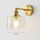 Applique murale design à LED dorée et abat-jour en verre rétro