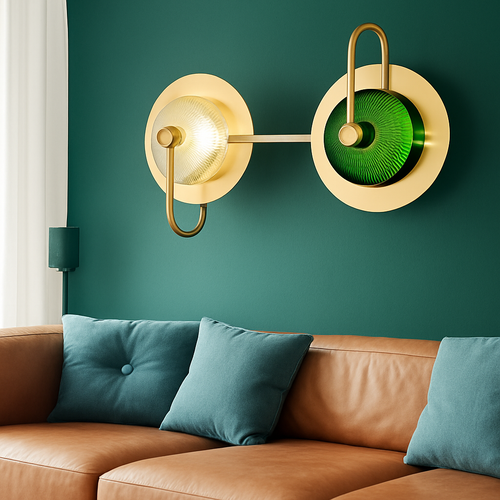 Applique murale design LED ronde en métal doré Light - vue 3 sur 8