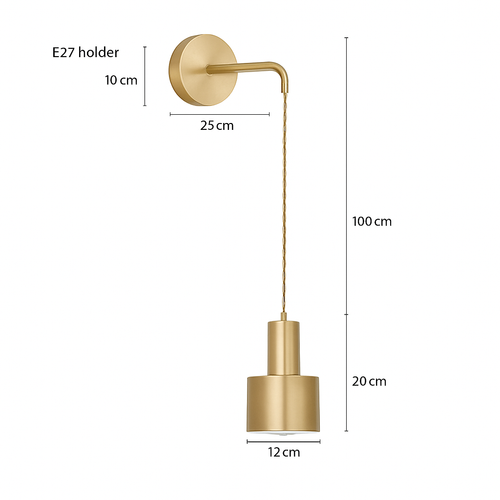 Applique murale dorée avec lampe suspendue - vue 6 sur 6