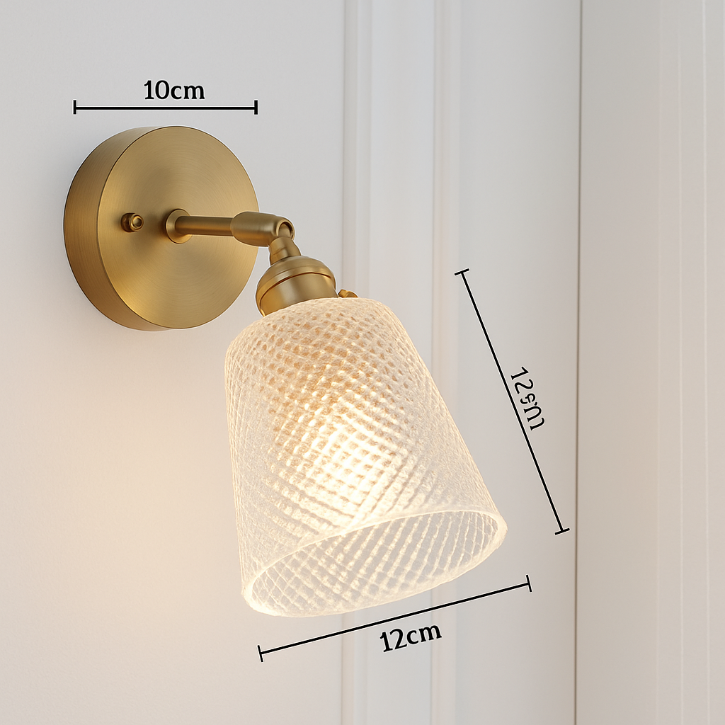 Applique murale dorée à LED et abat-jour en verre - vue 11 sur 15