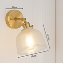 Applique murale dorée à LED et abat-jour en verre