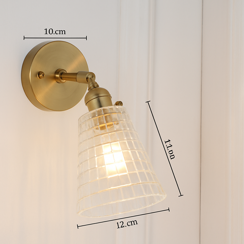 Applique murale dorée à LED et abat-jour en verre - vue 6 sur 15