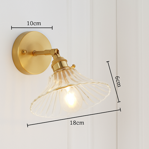 Applique murale dorée à LED et abat-jour en verre - vue 9 sur 15