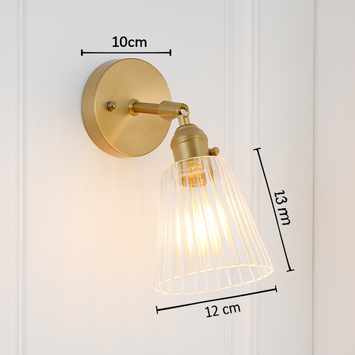 Applique murale dorée à LED et abat-jour en verre - vue 11 sur 15