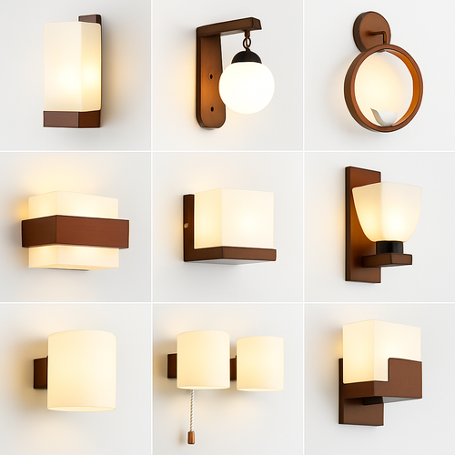 applique murale en bois avec ampoule led pour intérieur - vue 2 sur 12