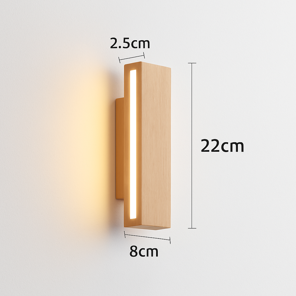 applique murale en bois massif avec éclairage rotatif design naturel - vue 6 sur 9