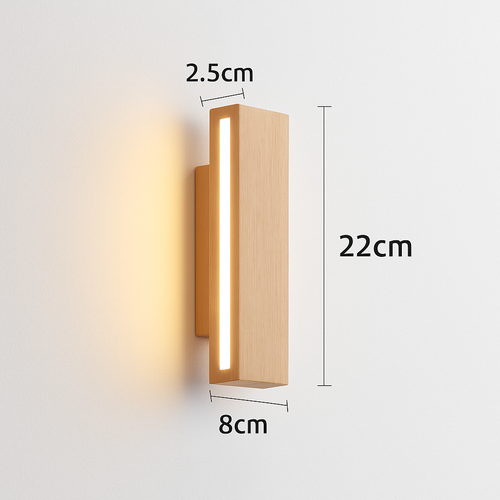 applique murale en bois massif avec éclairage rotatif design naturel - vue 7 sur 9