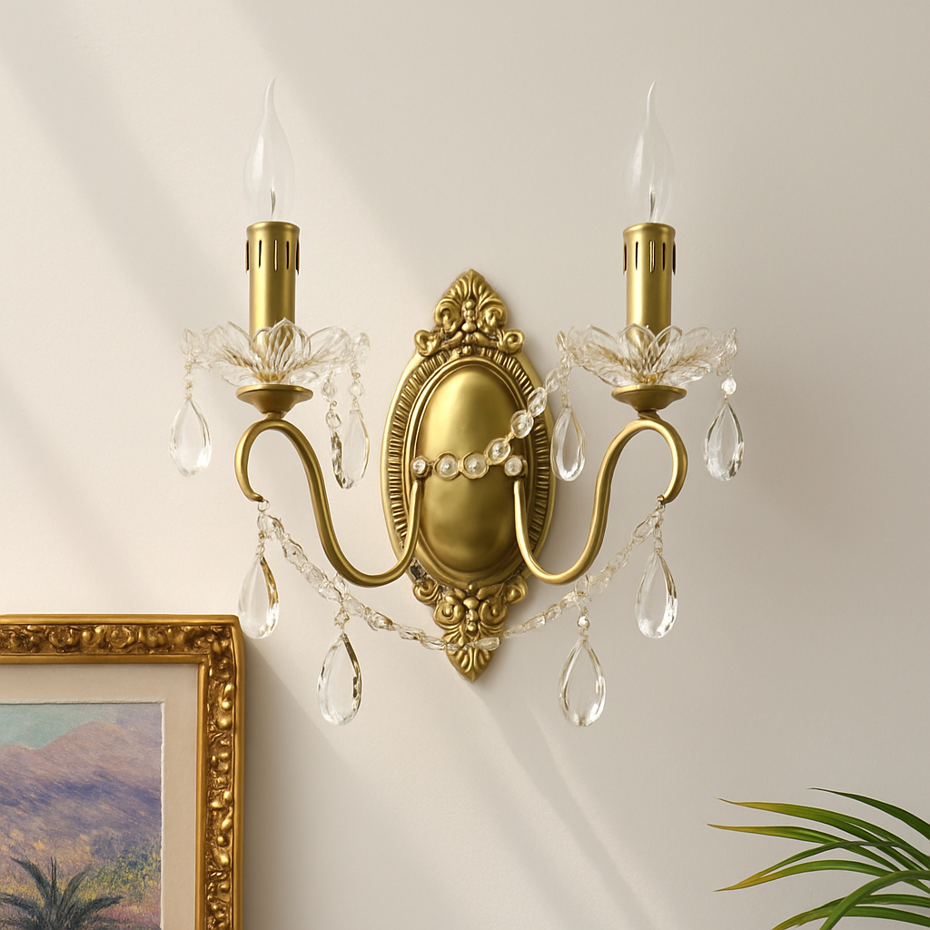 applique murale en cristal rétro en cuivre élégante et raffinée - vue 5 sur 8