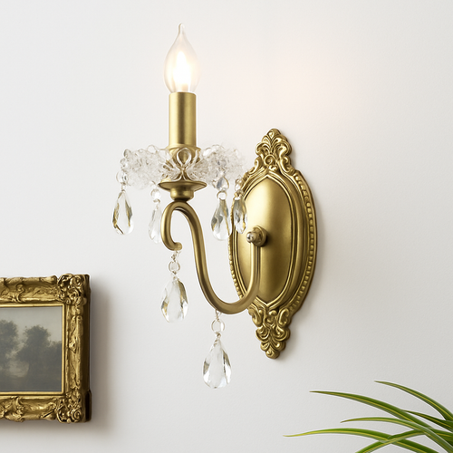 applique murale en cristal rétro en cuivre élégante et raffinée - vue 8 sur 8