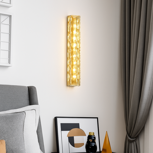 applique murale en cuivre design minimaliste avec lumière en cristal - vue 4 sur 8