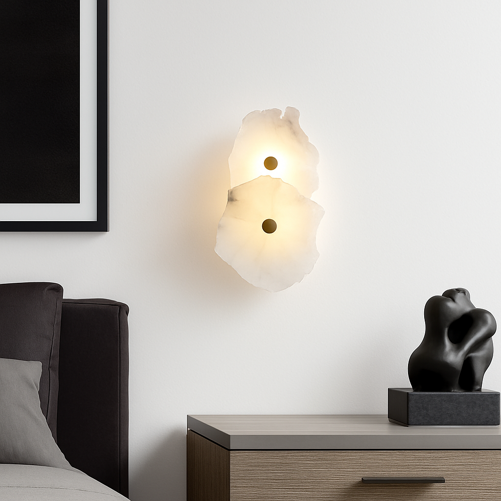 applique murale en marbre naturel et cuivre design moderne haut de gamme - vue 3 sur 12