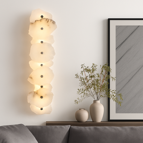 applique murale en marbre naturel et cuivre design moderne haut de gamme - vue 5 sur 12
