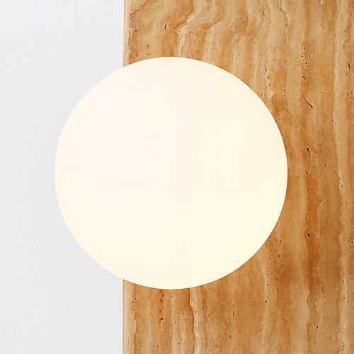 applique murale en pierre naturelle demi-cercle avec ampoule intégrée - vue 6 sur 6