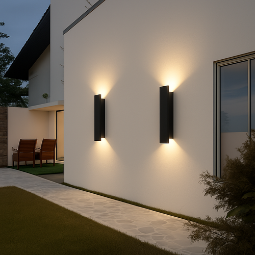Applique murale extérieures imperméables bande aluminium appliques murales 18W LED noir applique chambre extérieur luminaires extérieurs - vue 3 sur 6