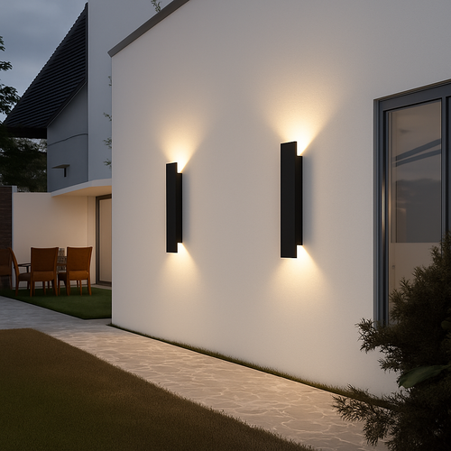 Applique murale extérieures imperméables bande aluminium appliques murales 18W LED noir applique chambre extérieur luminaires extérieurs - vue 3 sur 6