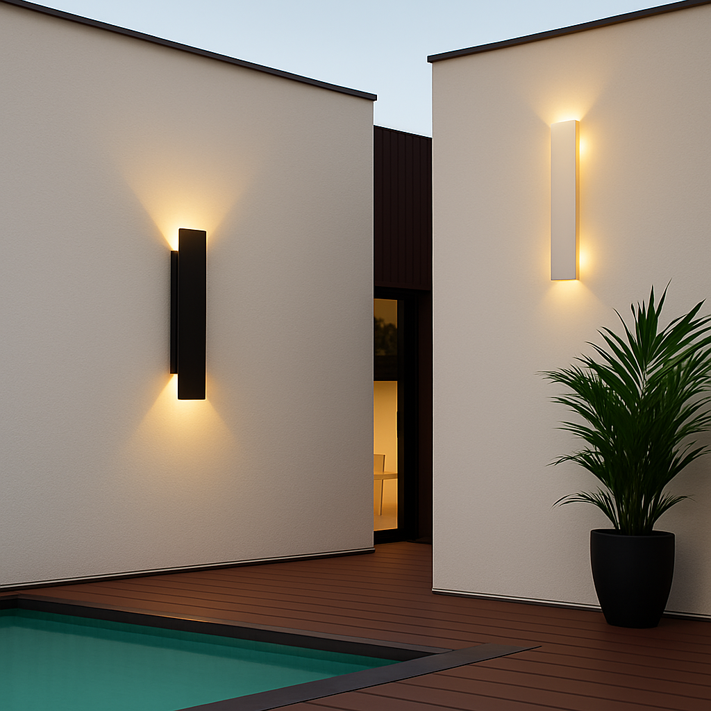Applique murale extérieures imperméables bande aluminium appliques murales 18W LED noir applique chambre extérieur luminaires extérieurs - vue 3 sur 6