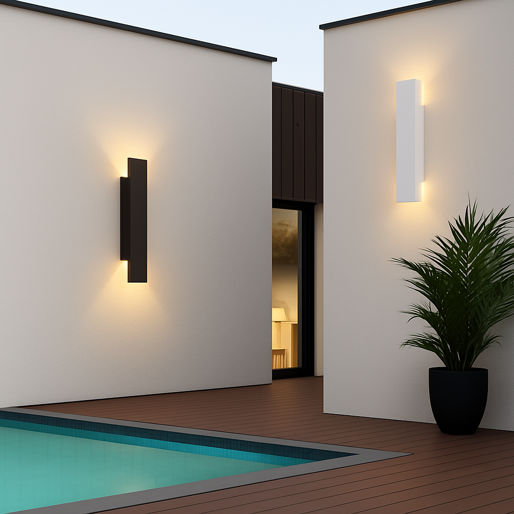 Applique murale extérieures imperméables bande aluminium appliques murales 18W LED noir applique chambre extérieur luminaires extérieurs - vue 3 sur 6