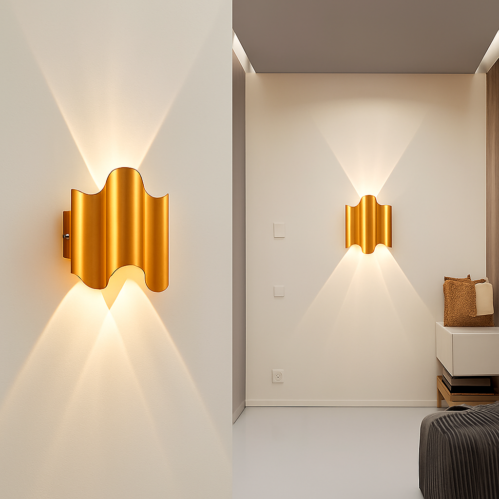Applique murale extérieures imperméables modernes simples en aluminium lumière extérieure applique intérieure noir or fond applique murale luminaire