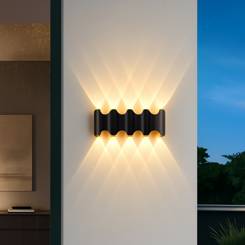 Applique murale extérieures imperméables modernes simples en aluminium lumière extérieure applique intérieure noir or fond applique murale luminaire - vue 4 sur 5