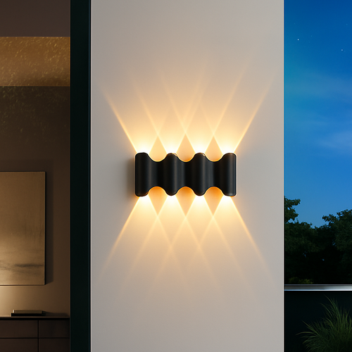 Applique murale extérieures imperméables modernes simples en aluminium lumière extérieure applique intérieure noir or fond applique murale luminaire - vue 5 sur 6