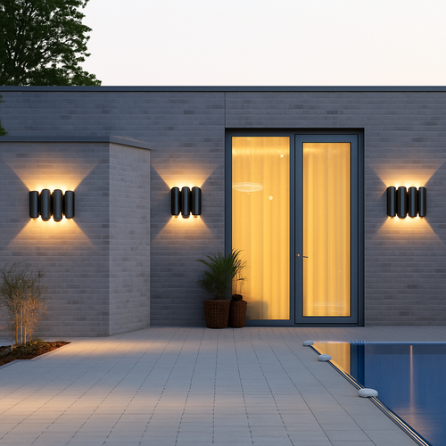 Applique murale extérieures imperméables modernes simples en aluminium lumière extérieure applique intérieure noir or fond applique murale luminaire - vue 5 sur 5