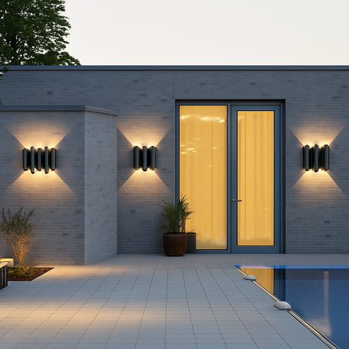 Applique murale extérieures imperméables modernes simples en aluminium lumière extérieure applique intérieure noir or fond applique murale luminaire - vue 6 sur 6