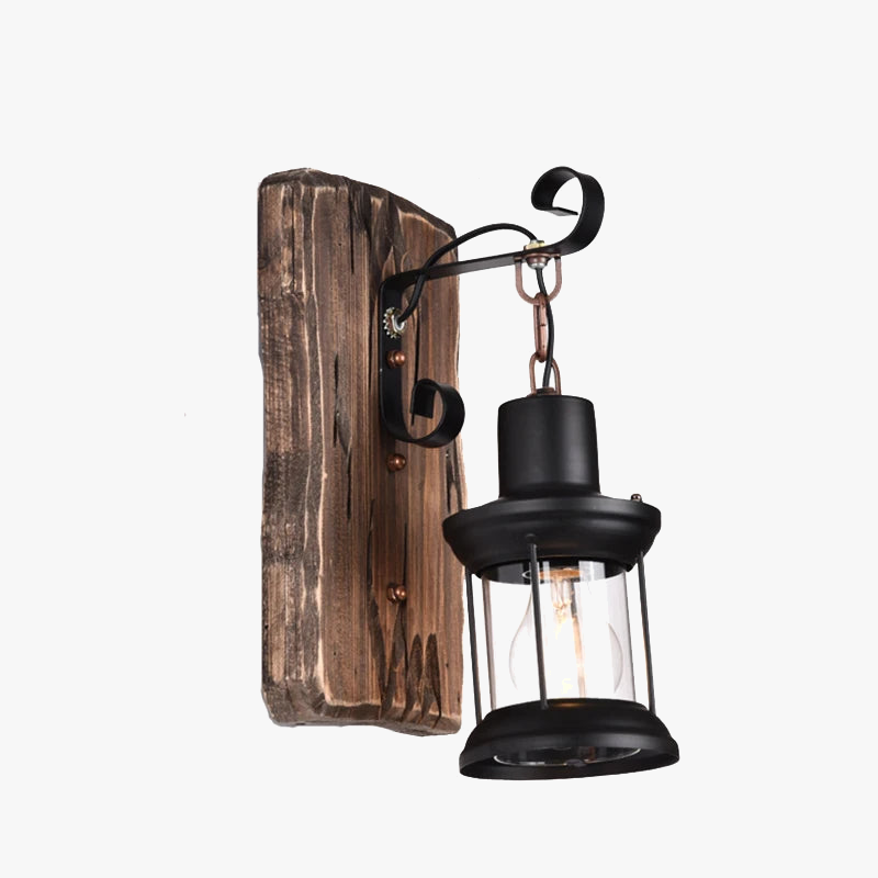 applique murale industrielle en bois pour café et restaurant