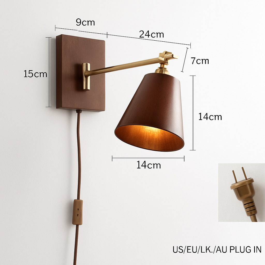 applique murale iwhd en bois de frêne et noyer avec interrupteur à chaîne - vue 14 sur 23