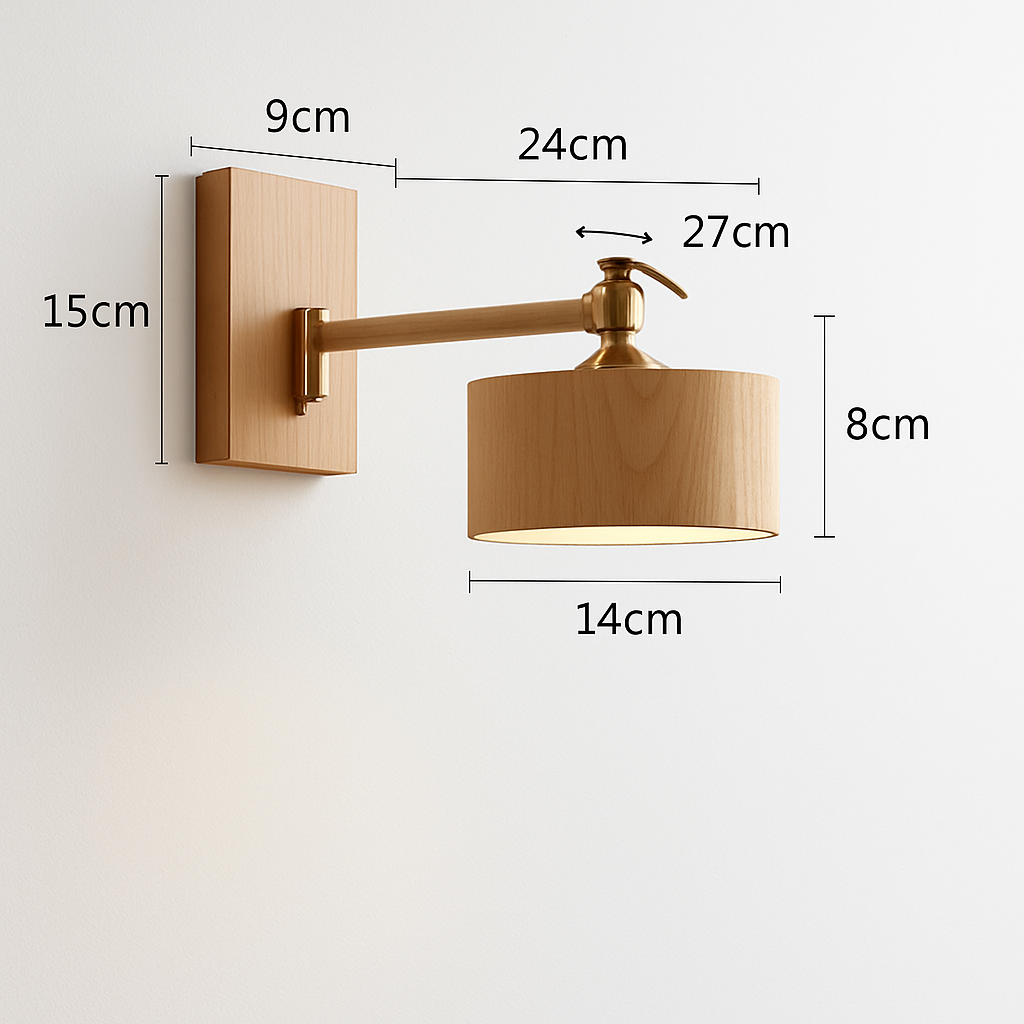 applique murale iwhd en bois de frêne et noyer avec interrupteur à chaîne - vue 22 sur 23