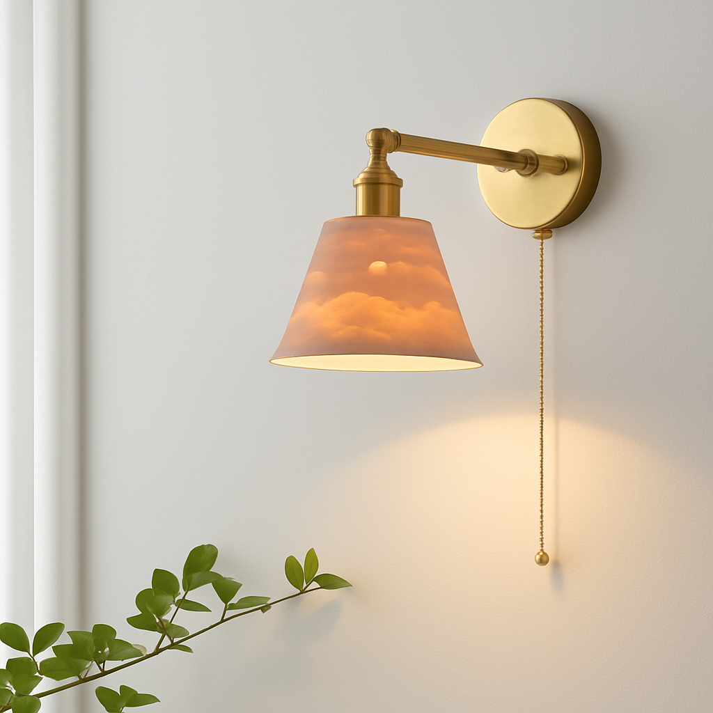 applique murale japonaise en céramique luminaire nordique en laiton - vue 4 sur 11