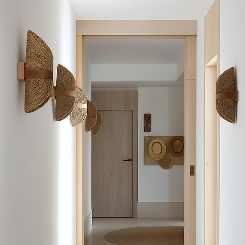 applique murale japonaise en rotin tissé avec corde de chanvre rétro - vue 4 sur 8