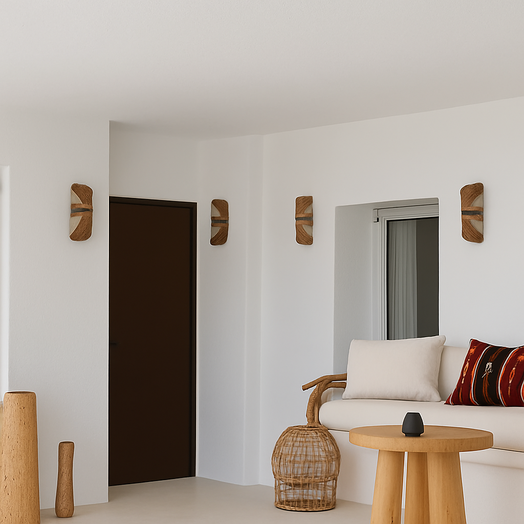 applique murale japonaise en rotin tissé avec corde de chanvre rétro - vue 6 sur 8