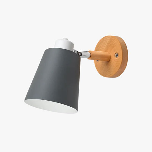 Applique murale LED abat-jour orientable en métal et support en bois - vue 2 sur 11