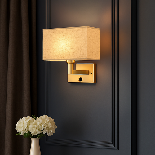 Applique murale Led avec abat-jour en tissu - vue 3 sur 12