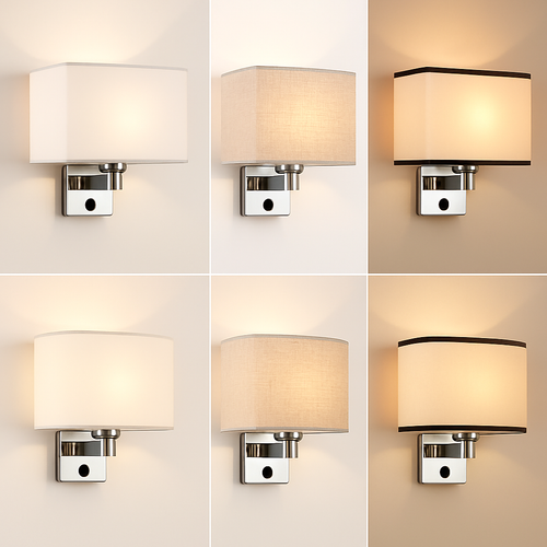 Applique murale Led avec abat-jour en tissu - vue 4 sur 12