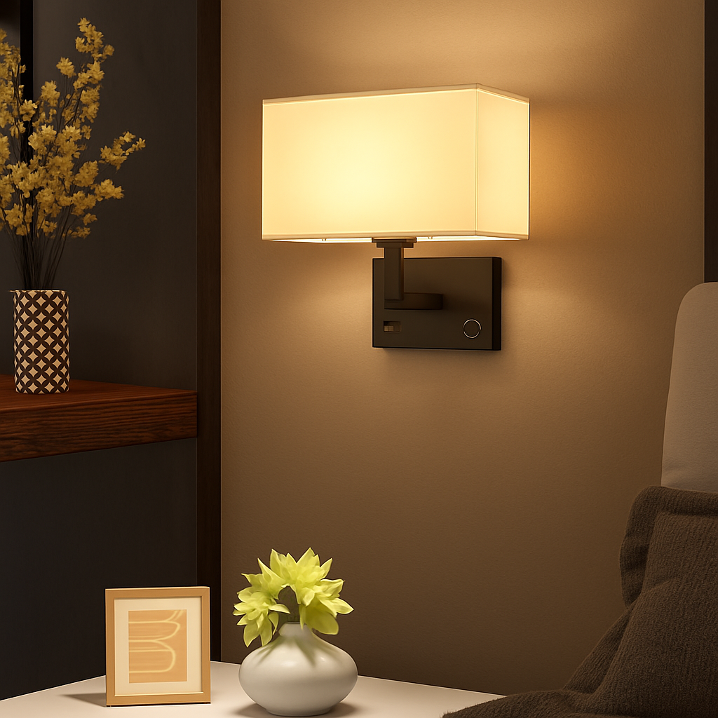 Applique murale Led avec abat-jour en tissu - vue 4 sur 12
