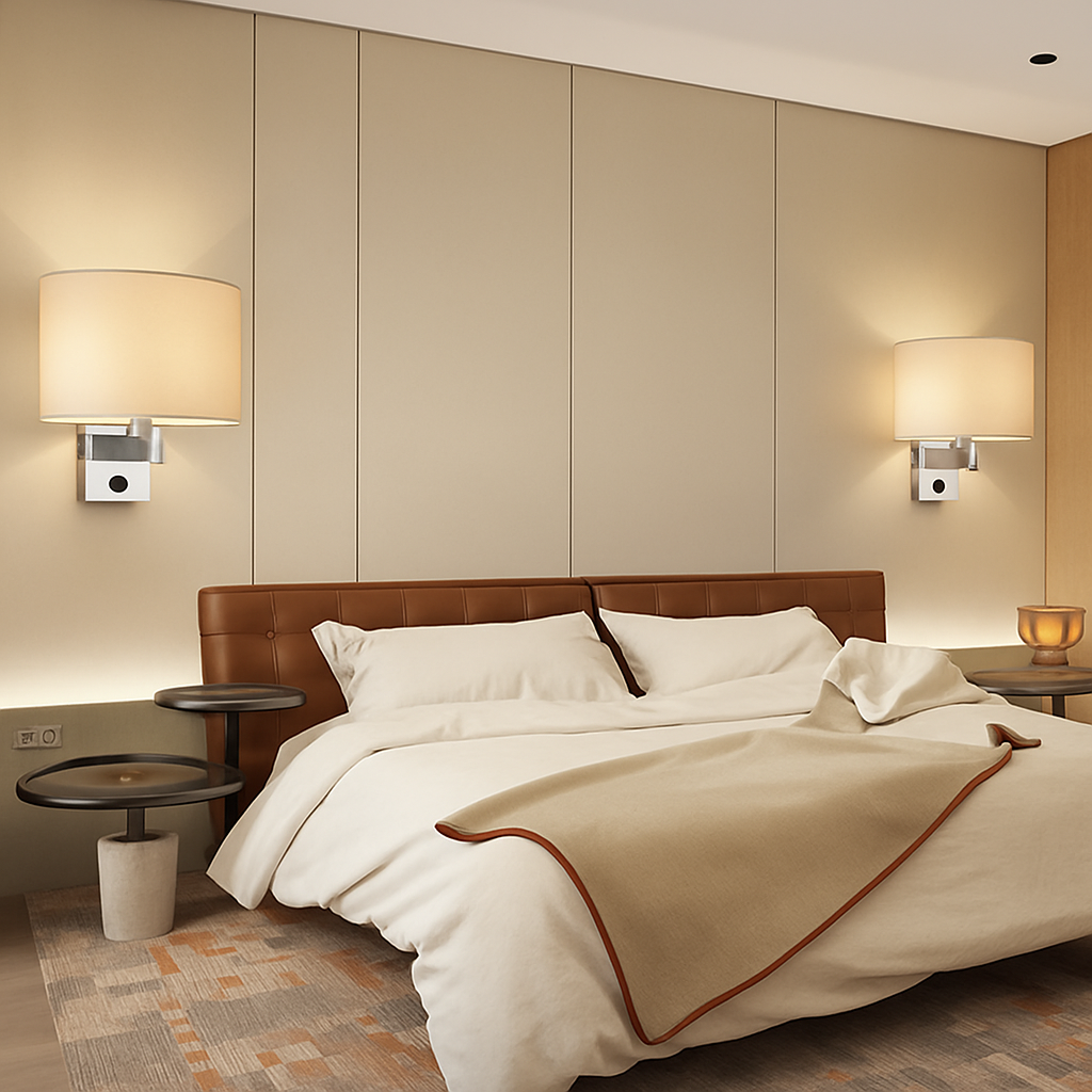 Applique murale Led avec abat-jour en tissu - vue 5 sur 12